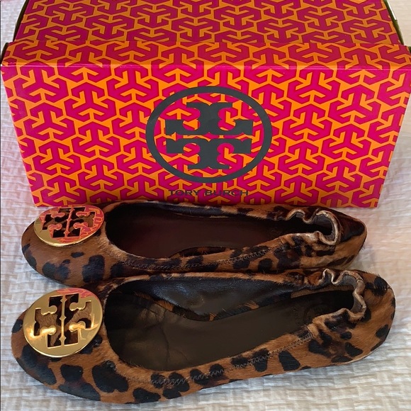 Tory Burch Shoes - Tory Burch Reva calf-hair leopard flats